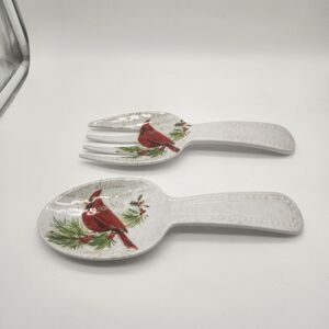 Vintage Cardinal 100% Melamine Spoon & Fork Large Salad Serving Set